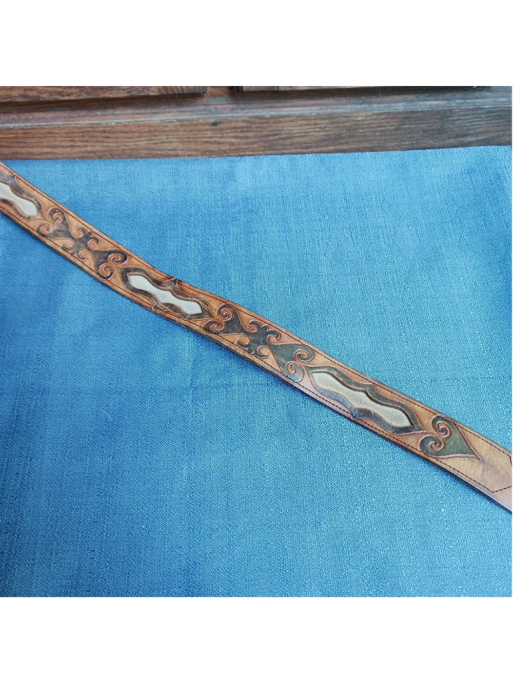 VTG Hand Tooled Leather Belt XXL 42 +